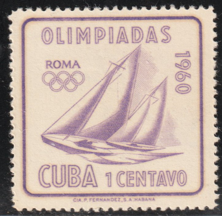 1960 Cuba Stamps Sc 645 Sailboats  Olympic Games Rome MNH