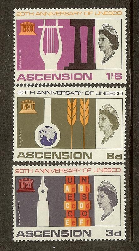 Ascension, Scott #'s108-110, UNESCO Anniversary, MNH