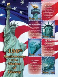 Gambia 2016 - Statue of Liberty, 130th Anniversary - Sheet of 4v - MNH