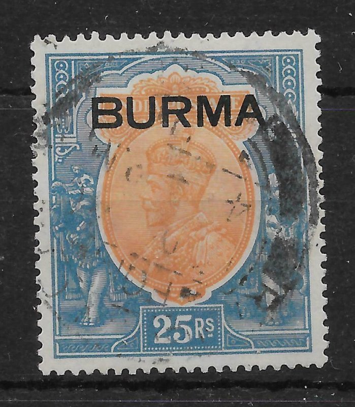 BURMA SG18 1937 25r ORANGE & BLUE USED