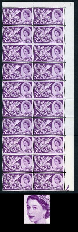 Spec W9f 1958 3d Games with Retouched Face Variety Block of 26 U/M 