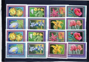 HUNGARY 1971 FLORA/PLANTS 2 SETS OF 8 STAMPS PERF. & IMPERF. MNH
