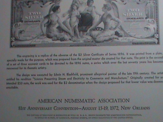 ​UNITED STATES:1896- $2 SILVER CERTIFICATE-PROOF SHEET FROM DEPT. OF TREASURY