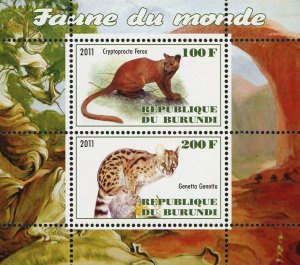 Fauna Of The World Wild Cat Souvenir Sheet of 2 Stamps Mint NH