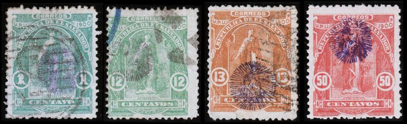 El Salvador Scott 253, 258-259, 262 (1900) Used/Mint H F-VF