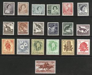 Australial Scott 314-331 MH* 19 stamp long set 1959-1964