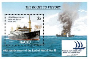 Nauru 2005 - End of WW2, 60 Years, HMAS Manoora - Souvenir Sheet - 531 - MNH