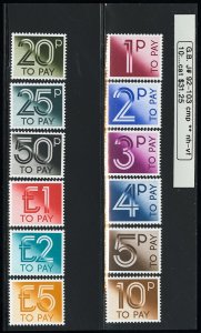 Great Britain Stamps # J92-103 MNH VF Scott Value $31.25
