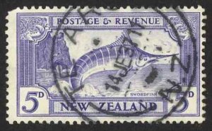 New Zealand Sc# 192 SG# 563 Used (a) 1935 5p violet blue Striped Marlin