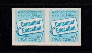 1982 Imperforate pair Sc 2005a 20c Consumer Education coil error (WD