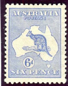 AUSTRALIA-1915 6d Ultramarine.  A very fine mounted mint example Sg 26