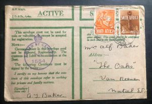 1941 South Africa Army Post Office In Egypt OAS Censored Cover To Natal