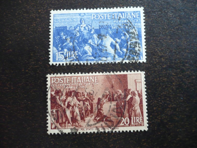 Stamps - Italy - Scott# 484-485 - Used Partial Set of 2 Stamps