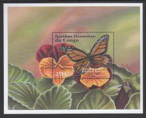 Zaire Butterflies 1610 Souvenir Sheet MNH VF