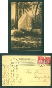 Denmark. 1912 Postcard. 2 x 2 Ore.  The Margrete- Stenen, Riis Skov Aarhus.