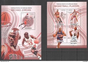 2013 Uganda Jordan Basketball Players Of African Origin #3085-8+Bl430 ** Ug072