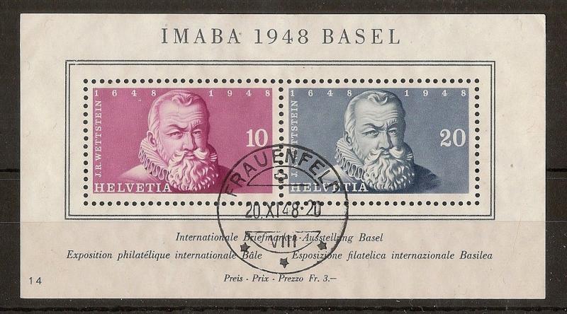 Switzerland 1948 IMABA MS498A Fine Used Cat£100