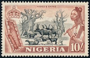 Nigeria 1953 10s Black & Red-Brown SG79 MH