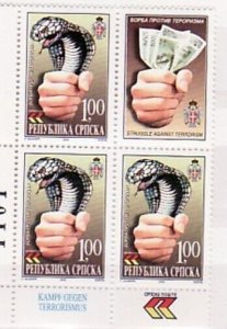 Bosnia & Herzegovina (Serb Adm) Sc 164 NH block of 4 w/lable - war on terrorism