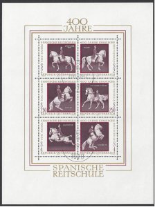 Austria #929 MNH ss, 400th anniv. Spanish riding school, Vienna, issued 1972