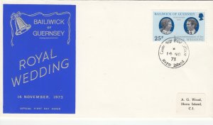 Guernsey Royal Wedding 1973  FDC pmk Herm Island