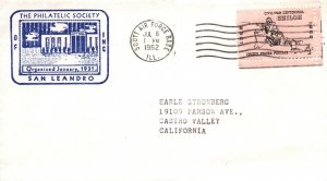 SCOTT AIR FORCE BASE CANCEL CACHET COVER THE PHILATELIC SOCIETY OF SAN LEANDRO