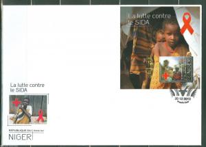 NIGER  2013  BATTLE AGAINST AIDS  RED CROSS  SOUVENIR SHEET FDC