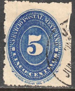 MEXICO 216, 5¢ LARGE NUMERAL WATERMARKED, USED. F-VF. (133)