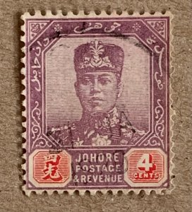 Malaya Johore 1918 4c Sultan, used. Scott 89, CV $0.70. SG 91