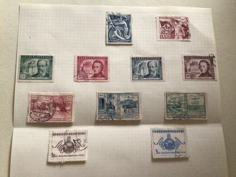 Czechoslovakia stamps on folded page  A11783