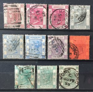 HONG KONG 1882-96 QV 11V Used wmk CA SG#32-39 part set HK4306