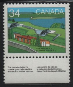 Canada 1985 MNH Sc 1058 34c York Redoubt - with descriptive selvedge