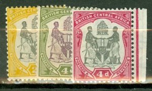 JQ: British Central Africa 43, 45-7, 50 mint CV $45.75; scan shows only a few