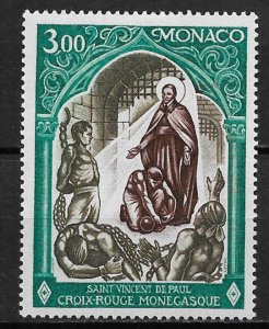 1971 Monaco 812  St  Vincent de Paul/ Red Cross MNH