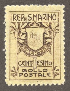 San Marino Scott 78 Unused HRMOG - 1907 Coat of Arms, Type II - SCV $8.00