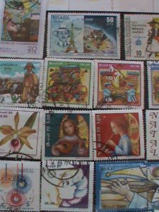 ​BRAZIL STAMPS:34 DIFFERENT JUMBO LARGE BRAZIL USED STAMPS #BR-P HIGH VALUE