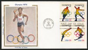 1698a FDC Olympic Block of 4 on Colorano Silk Cache U/A