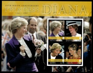 Nevis 2011 - Princess Diana - Sheet of 4 IMPERF Stamps - Scott #1677 - MNH