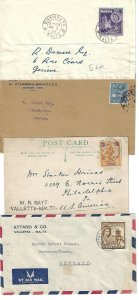 MALTA 1920s 50 COLLECTION OF 8 COVERS & CARDS COMMERCIAL & FDC SEE SCANS