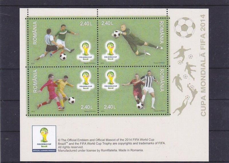 Romania STAMPS 2014, Brazil World Cup, Brasil, football, MNH US sport