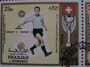 SHARJAH 1972 OLYMPIC GAMES MUNICH'72   SOCCER CHAMPIONSHIPS -CTO SHEET