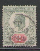 Great Britain Sc 130 1902 2d yellow green & carmine Edward VII stamp used