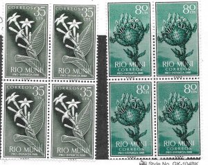 Rio Muni #10-11  Blocks of 4 (MNH)  CV $2.00