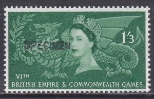 Sg569a 1958 1/3 Commonwealth Games  Specimen type A UNMOUNTED MINT [SN]