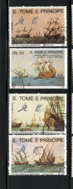 ST. THOMAS & PRINCE #891-895  1989  SHIPS      MINT VF NH O.G  CTO