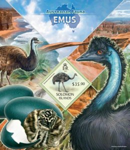 Solomon Islands - 2013 Emus on Stamps -  Stamp S/S - 19M-231