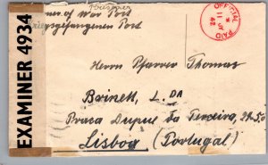 1942 Isle of Man IOM WW2 Rushen Womens Internment Camp Cover to Lisbon Portugal