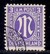 Germany AM Post Scott # 3N2a, used, variation
