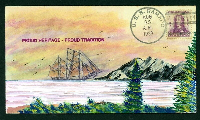 Hand Painted Navy Cover - U.S.S. Ramapo