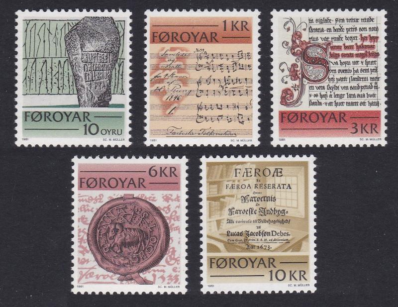 Faroe Is. Historic Writing of the Faroes 5v SG#64-68 SC#65-69